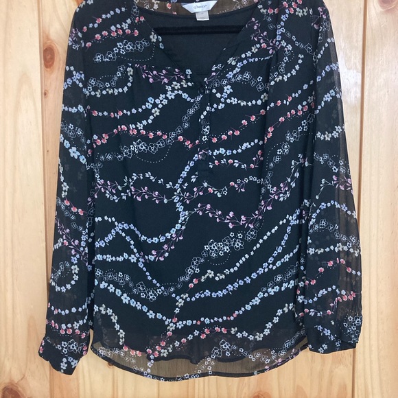 Blouse CJ Banks Femme 3X – Noir/Rouge, Motif Floral, Dentelle, Doublée